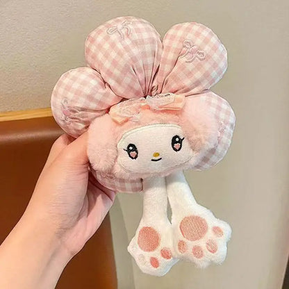Sanrio Cute Cartoon Animal Flower Large Intestine Scrunchie My Melody Head Rope Kuromi Kawaii Head Tie Hair Rope Hair Ornament