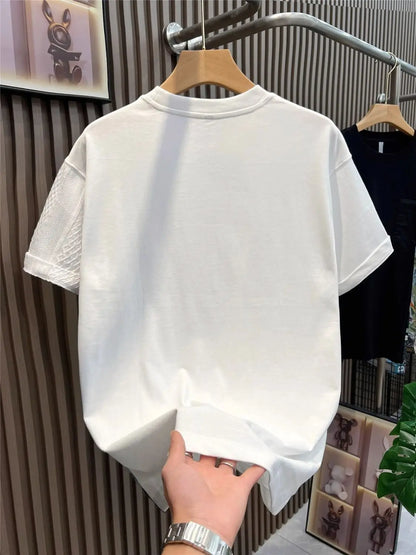 American Casual Summer Patchwork Color Block Loose Short Sleeve T-Shirt(Available)