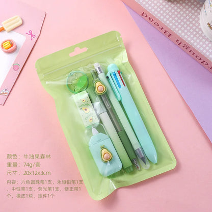 7pcs/set Little Fresh Fruits Series Stationary Sets 7-in-1 Multi-functional Stationery Supplies Back to School Gift For Kids