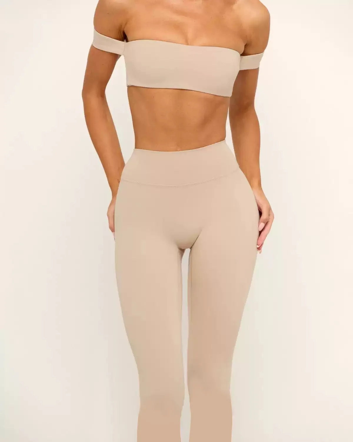 PMWRUN Women's Off - the - Shoulder Yoga Crop Top with High Waist Leggings Set, Stretchy and Breathable for Gym & Workout