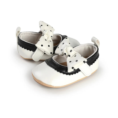Lioraitiin Toddler Baby Girls Princess Shoes Soft Bow Non-slip Bottom First Walker Shoes Shoes