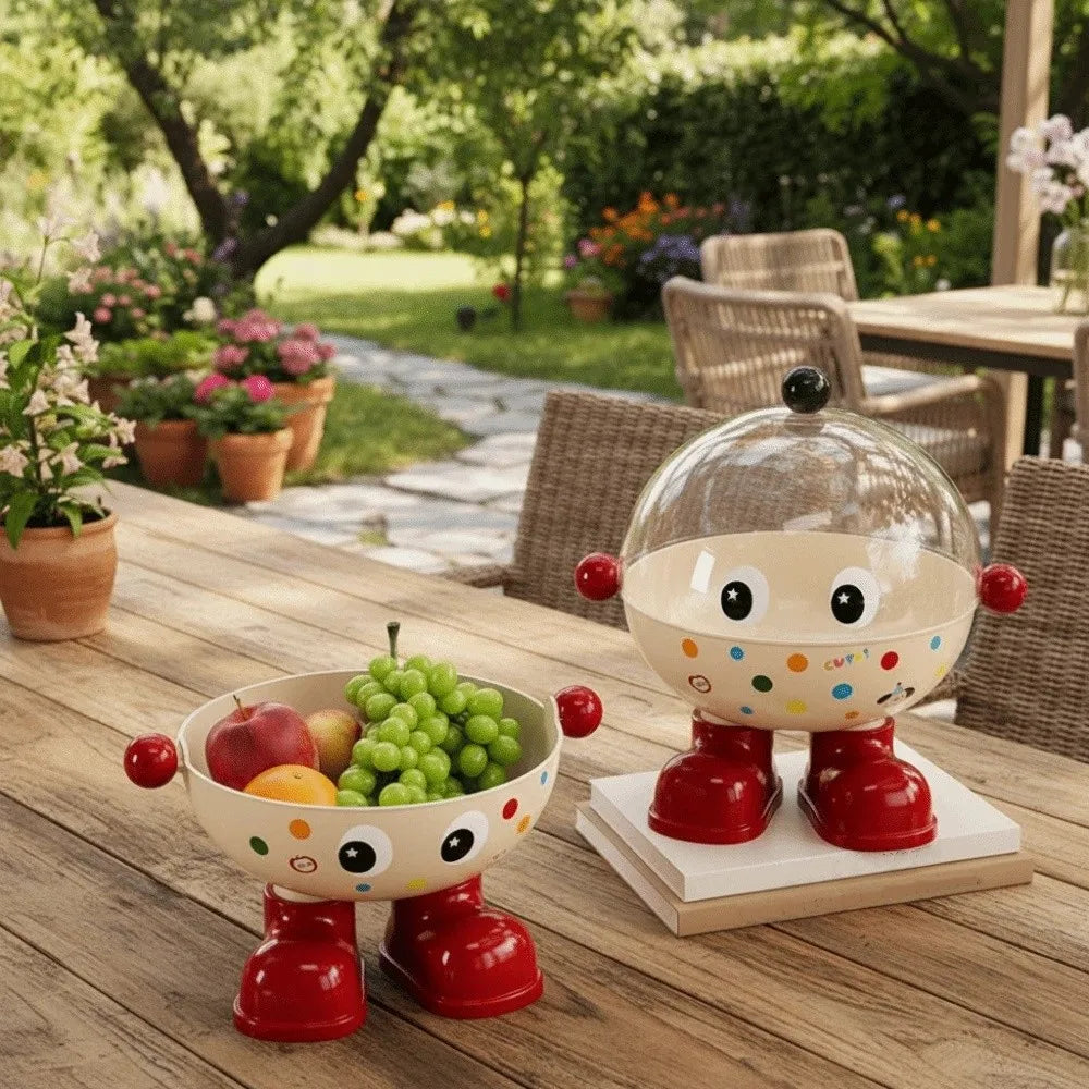 Large Capacity Snack Fruit Plate High Foot Design Thickened Kitchen Dish Rack Cartoon Plastic Tea Table Plate Party Serving