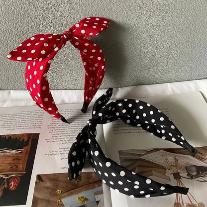Fashion Hair Accessories Trend Women's Wide Headband Bow Knot Cross Sweet Style Polka Dot Hairband Cute Hoop Headwear