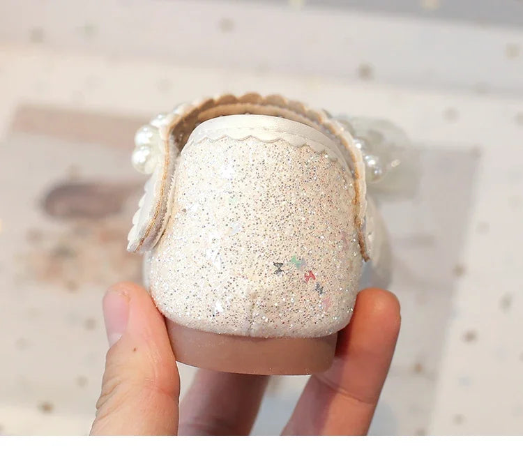 Baby Girls Leather Shoes  Spring Summer Children Casual Half Sandals Sequins with Crystal Butterfly Fashion Princess Sweet