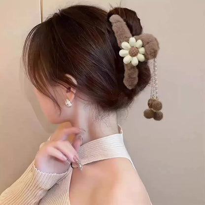 Hair Claw Headwear Women Fashion Faux Fur Hair Clip Acrylic Large Hair Claw Korea For Girl Winter Crab Barrette Hair Accessories