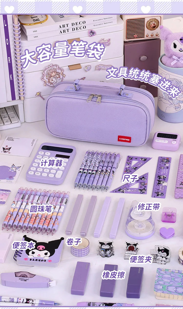 Portable Pencil Case for Students - Durable Oxford Fabric Stationery Bag with Zipper, Pen Slots & Large Storage Space