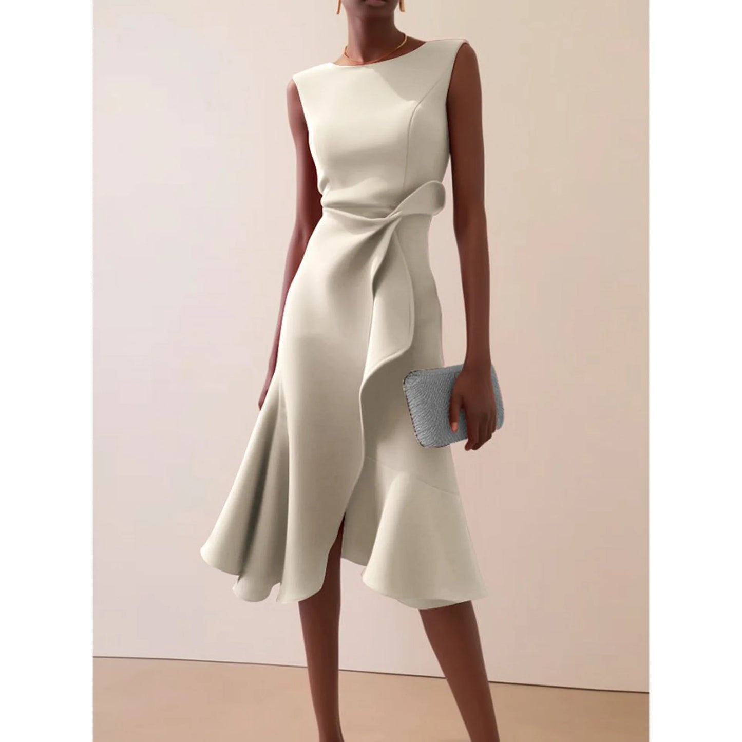 Elegant Women's Evening Dress Autumn Winter Temperament Fashionable Clothing Sleeveless High Waist Personalized Long Dresses