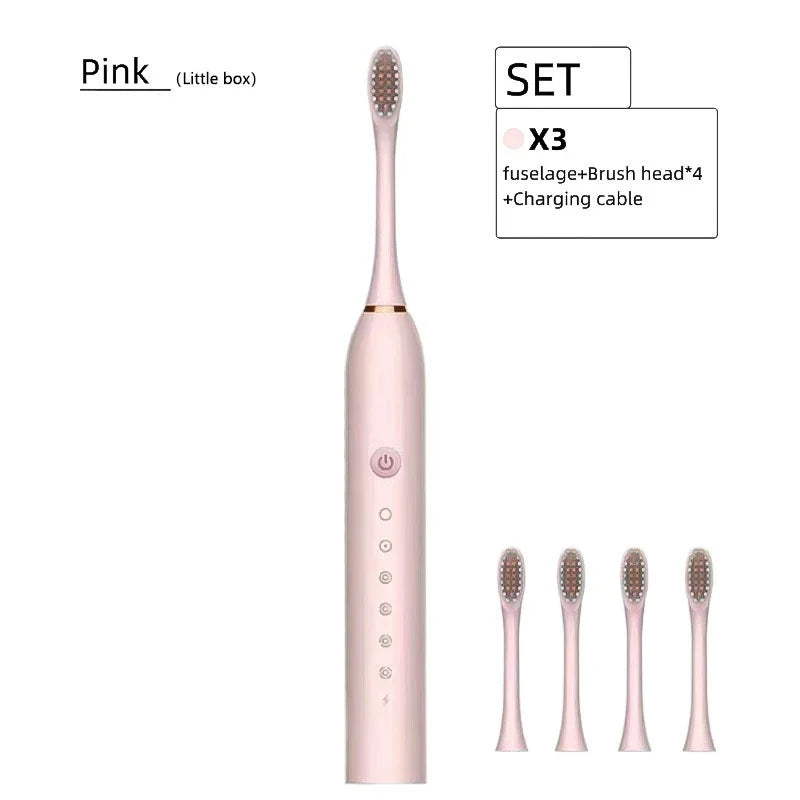 Adult Sonic Electric Toothbrush IPX7 Waterproof with DuPont Brush Head USB Rechargeable High-Frequency Cleaning 6 Modes