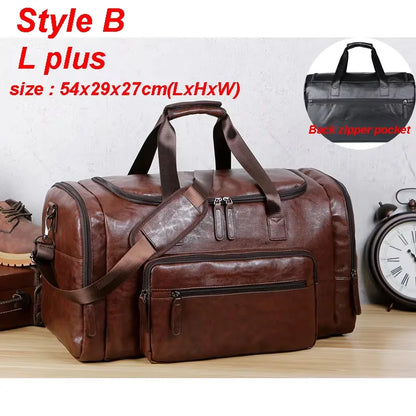 PU Leather Travel Duffel Bag Luggage Weekender Overnight Tote for Men Women Gym Sports Crossbody Carry on Waterproof  Handbags