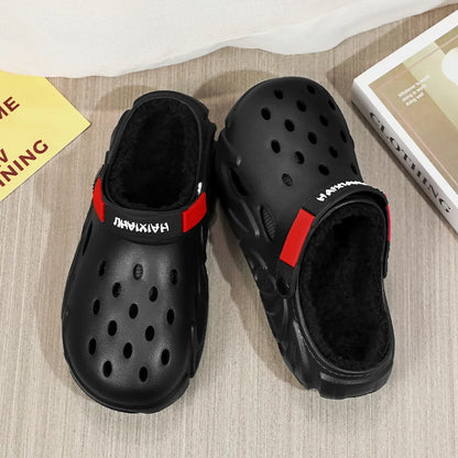 Winter Warm Home Slippers Men Waterproof Fur Clogs Slippers Garden Slippers Fuzzy Plush Slippers Bedroom Shoe For Indoor Outdoor