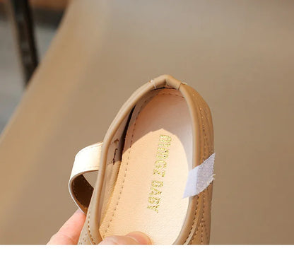 Spring Autumn New Single Shoes Shallow Mouth Bean Shoes Women's Baby Soft Women's Children's Leather Shoes