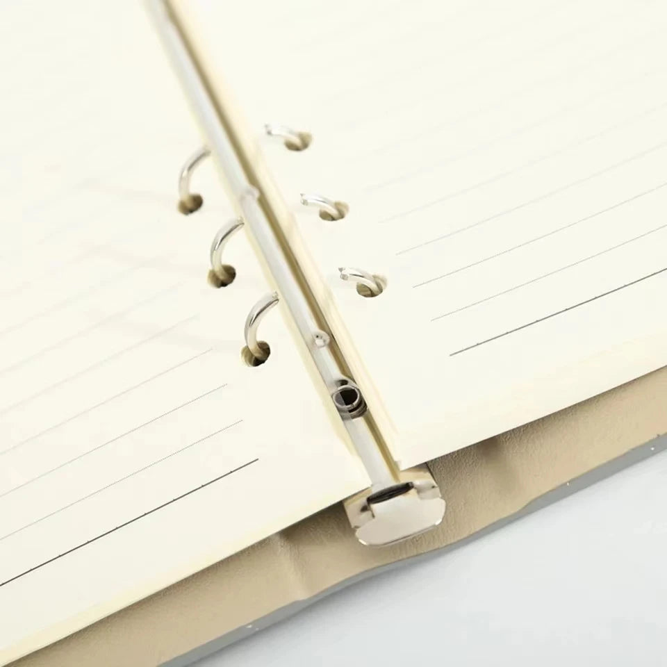 A5 Binder Refillable Planner Faux Leather Notebook Journal with Card Pen Holder Outdoor Journal Planner Agenda DIY Birthday Gift