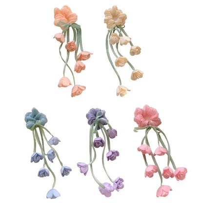 Elegant Floral Tulle Scrunchie With Fringe Detailing Headbands Rope Hair Band For Everyday Styling