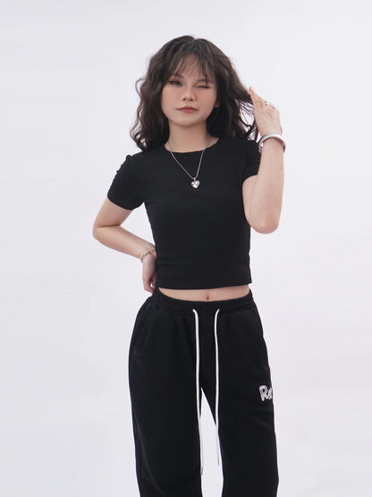 Ele Bal  Embroidery Bla T-irt Sexy Hollow out American Retro Sle ort Sve Street Faion Women's Top