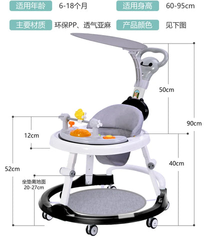 Baby Walker Anti-o-legs Multi-functional Anti-drop Anti-rollover Girl Baby Boy Walking Can Sit on Trolley U-shaped