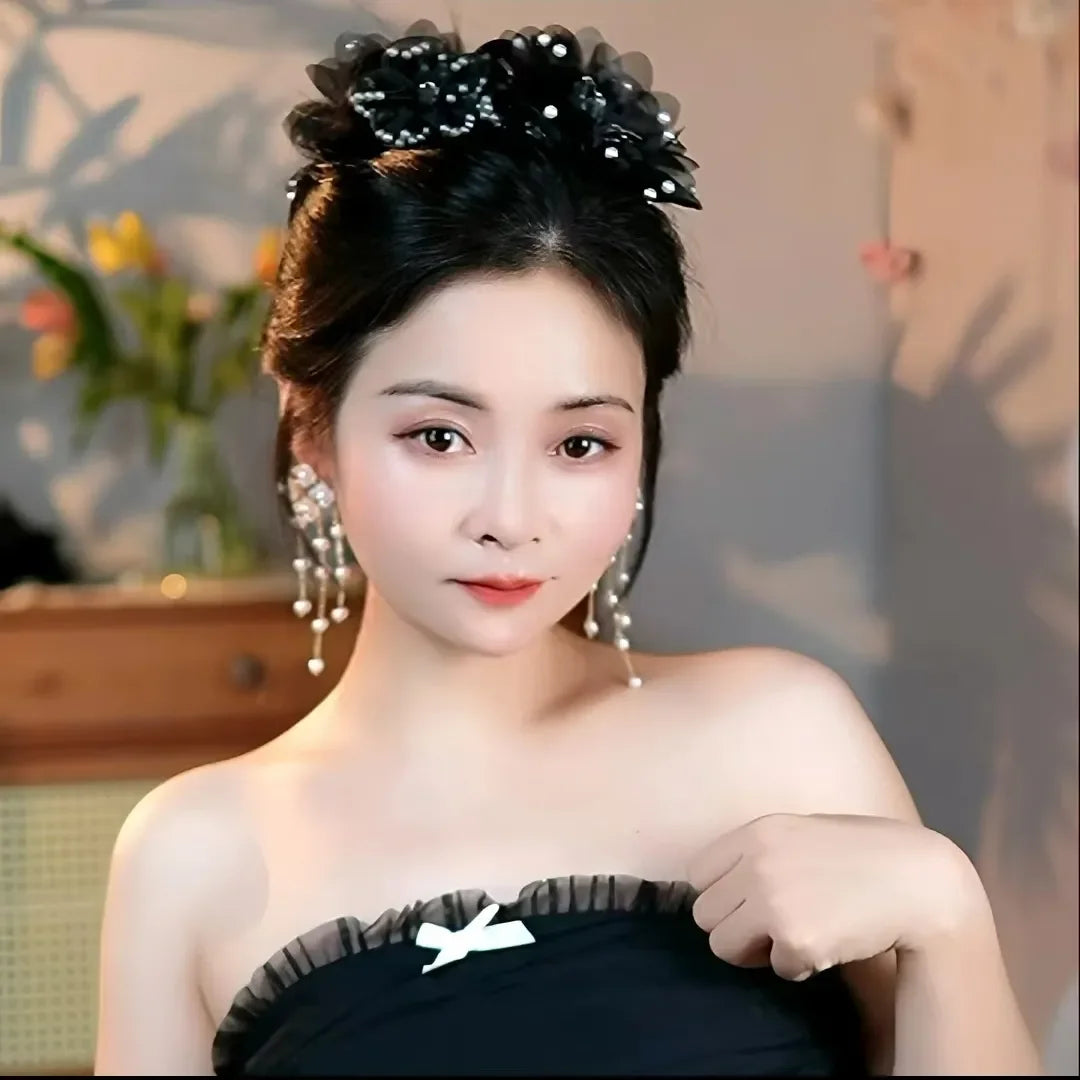 Female Sweet Fashion Party Accessories Women Pearls Floral Butterfly Hair Clip Shark Hair Claw Ladies Girls Black New Headwear