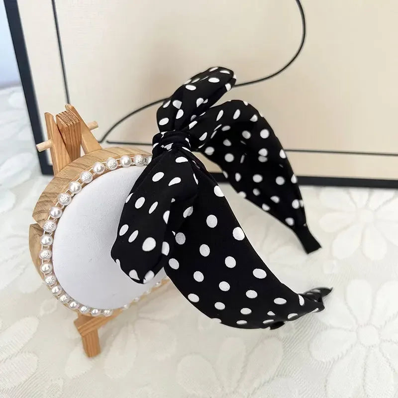 Fashion Hair Accessories Trend Women's Wide Headband Bow Knot Cross Sweet Style Polka Dot Hairband Cute Hoop Headwear
