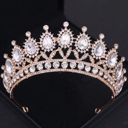 Gold Crystal Tiaras And Crowns Headband Rhinestone Prom Diadem Crown Bridal Wedding Hair Accessories Jewelry Crown Tiara Gift