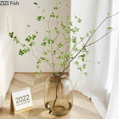 Transparent Glass Vase, Office Decor, Large Capacity Hydroponic Flower Pot, Vase, Bedroom Aesthetic Decor, Home Decor