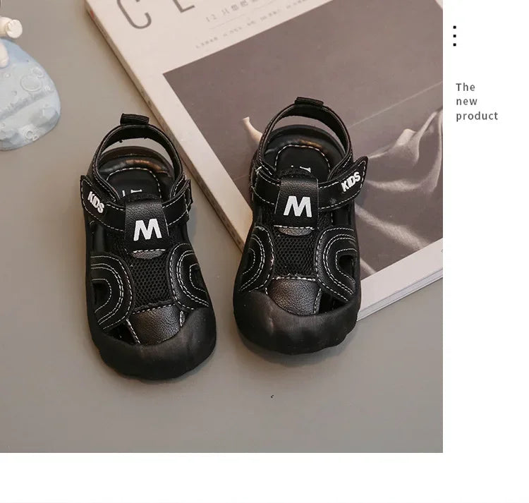 Kids Summer Sandals Boys' Toes Capped Hollow Walking Shoes  New Children Casual Versatile Beach Shoes for Vacation Air Mesh