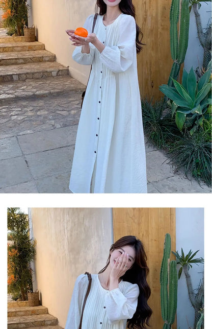 French White Dress for Women in Early Spring New Style Gentle Style Literary Retro Fairy Skirt