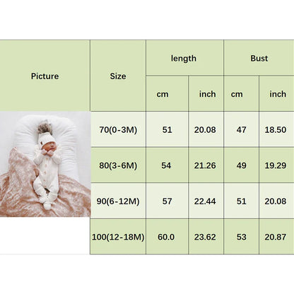 New  Winter Baby Girl’s Knitted Long Sleeve Sweater Jumpsuit Fashion Solid Color Round Neck Ruffles Button Warm Romper Outfits (Available)