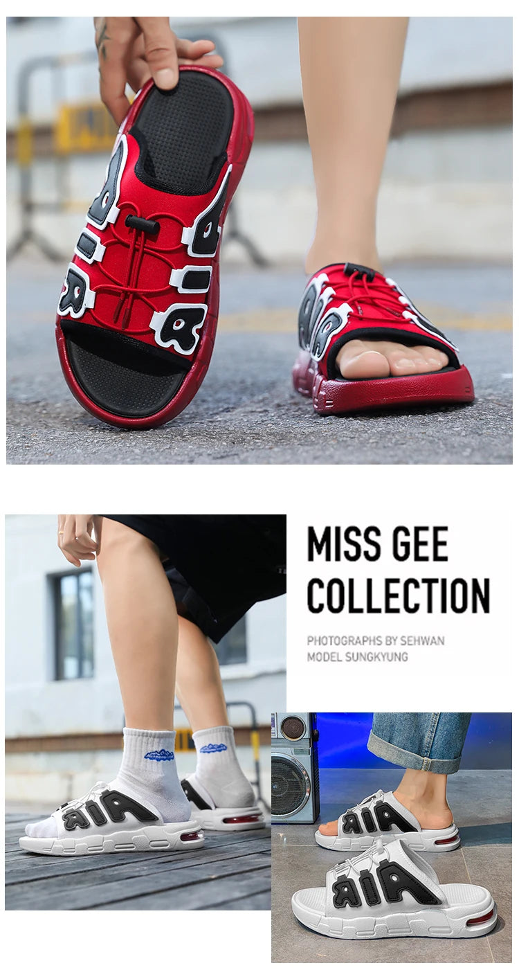 Fashion Luxury Men Slides Designer Platform Men's Cushion Slippers High quality Brand Slides For Man Beach Outdoor Sandals Men