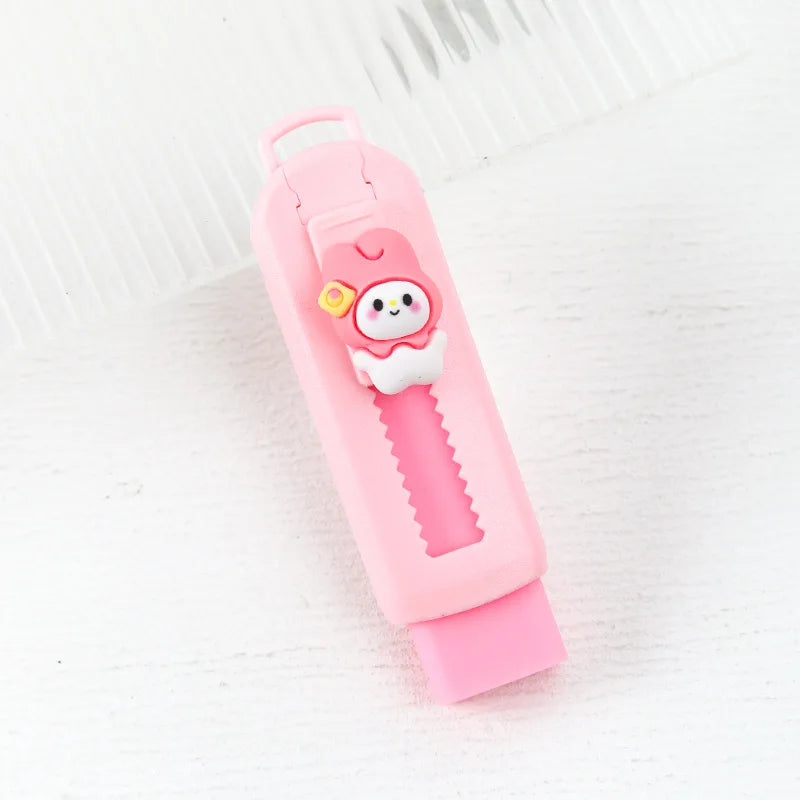 1Pcs Creative Push-pull Cartoon Eraser Macaron Colored Eraser Telescopic Kawaii Children's Pencil Eraser Student Stationery