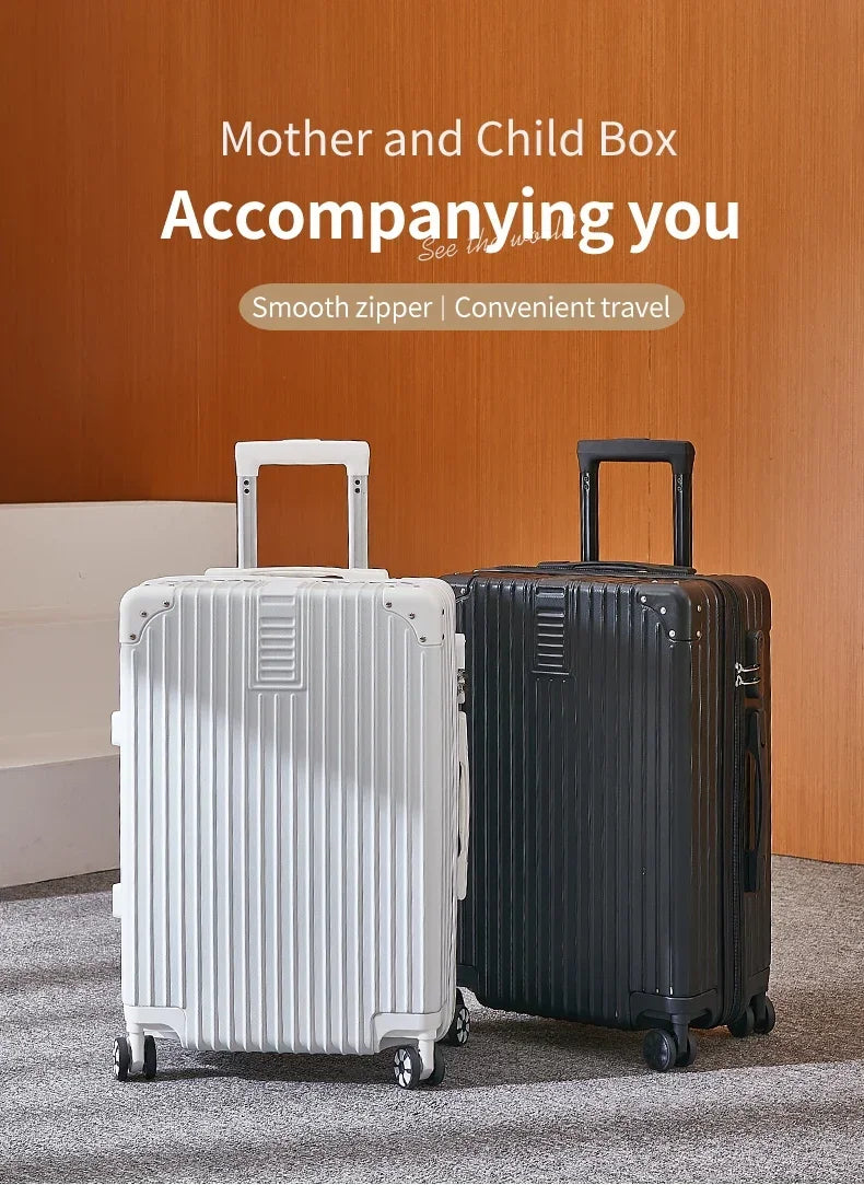 100% Aluminum Magnesium Alloy Travel Luggage Trolley Luggage 20 22 24 26 28 Inch Trolley Luggage Carry-On Luggage With Cup Holde