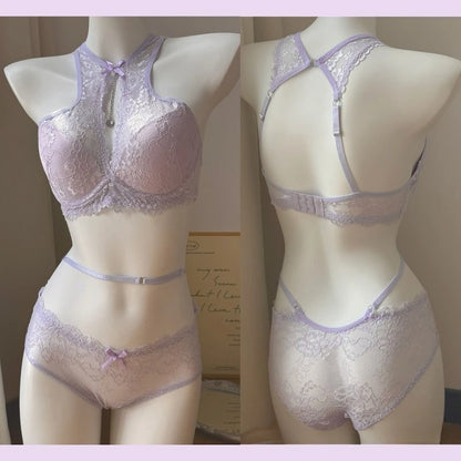 Elegant French Maid Style Lingerie Pure Desire Lace Plunge Bra Set Magic Lift Push Up Outward Expansion Gathering MOYISU Sexy AB