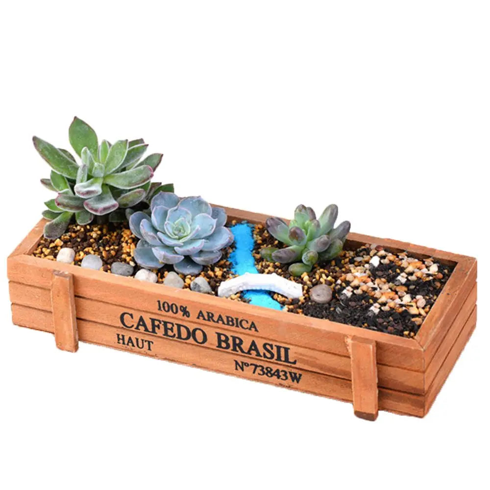 1 PC Tools Garden Decor Trough Decorative Pots Succulent Boxes Rectangle Vase Vintage Crates Wood Flower Pot (Available)