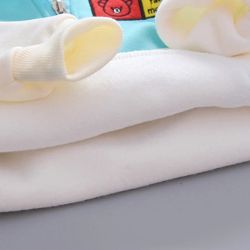 Baby Hooded Tracksuit Set with hooded vest, long sleeve T-shirt, and pants for baby boys and girls