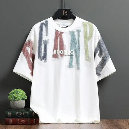 Men's Trend Printing Loose Youth Pullovers Top Summer New Short Sleeve Plus Size Lazy Style T Shirts Fashion Casual Men Clothing (Available)