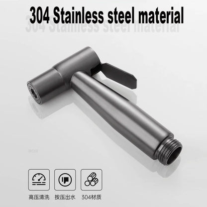 Handheld Toilet Bidet Faucet Sprayer Stainless Steel Bathroom Bidet Spraye Set Hand Sprayer Shower Head Self Cleaning No Punch