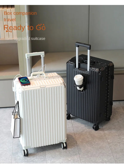 Large Capacity 28 inch Aluminum Frame Suitcase Durable Trolley Case with Universal Wheels, 24 Business Travel Suitcase