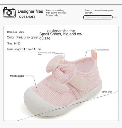Kids Shoes  Baby Girl Walking Shoes with Breathable and Non Slip Mesh Bow Princess Shoes with Non Slip Soft Soles