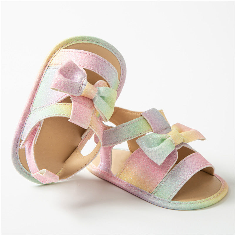 Newborn Baby Girls Summer Shoes Sandals Colorful Butterfly-knot Newborn Shoes Casual Soft Sole Sandals Toddler Shoes