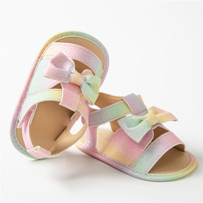 Newborn Baby Girls Summer Shoes Sandals Colorful Butterfly-knot Newborn Shoes Casual Soft Sole Sandals Toddler Shoes