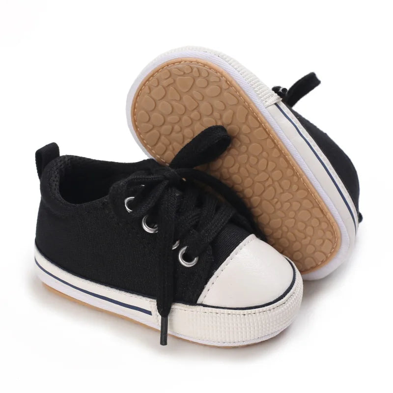 Baby Boys Girls Canvas Shoes Non-slip Rubber Sole Comfortable Soft Unisex Baby Basketball Shoes 0-18M (Available)