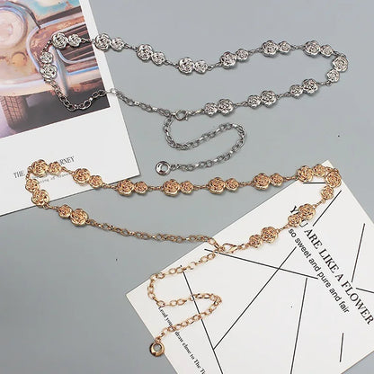 Waist chain accessories for women's metal flower chain versatile belt decorative skirt suit waistband chain