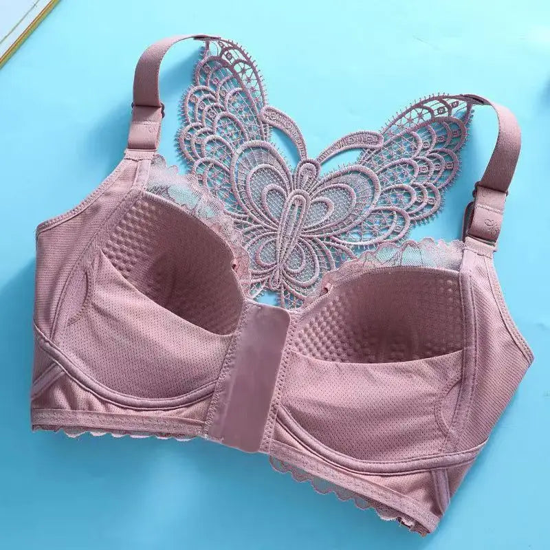 Front Button Type Gathering Anti-Sagging Beautiful Back Bra Big Breasts Look Small Pluss Size 100kg Receiving Breasts Underwear