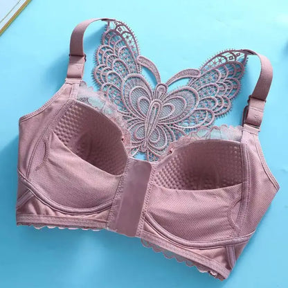 Front Button Type Gathering Anti-Sagging Beautiful Back Bra Big Breasts Look Small Pluss Size 100kg Receiving Breasts Underwear