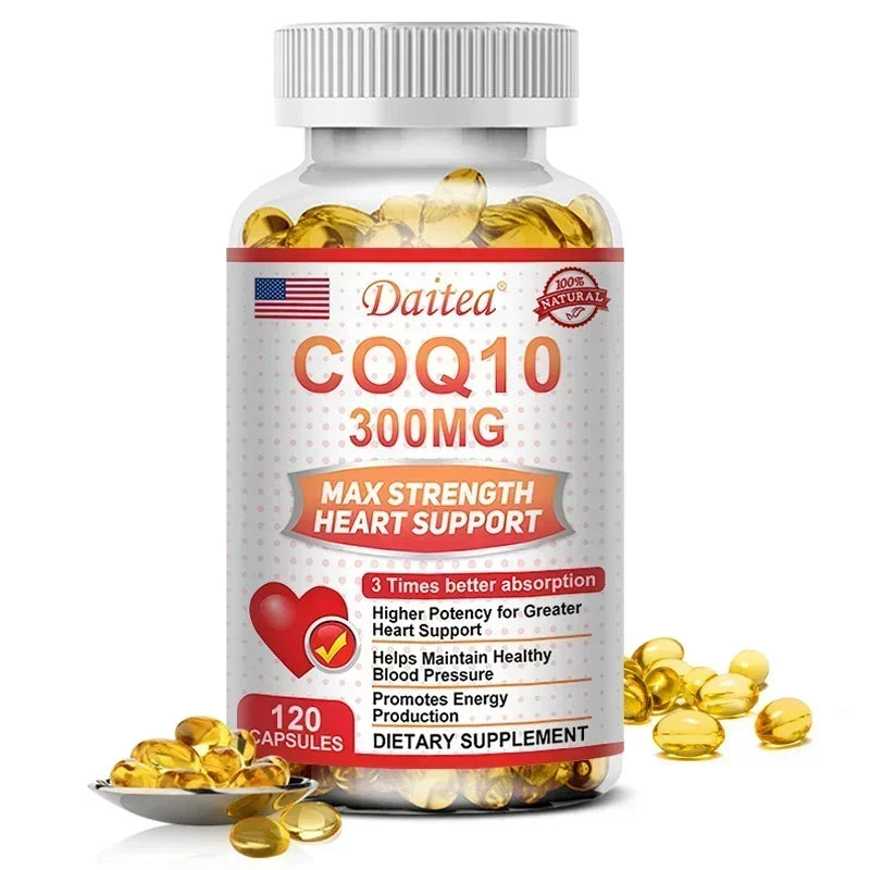 Coenzyme Q10 Capsules, 300 Mg Each, To Promote Cardiovascular Health and Heart Health, Provide Energy To Support Joint Health