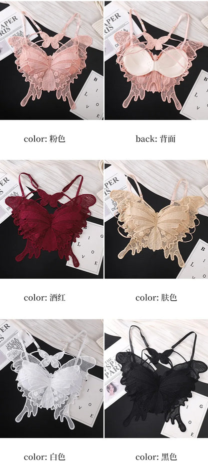 Sexy Butterfly Lace Bras For Women Backless All-in-one Bralette Woman Underwear Female Lingerie Flower Hollow-out Bra Brassiere
