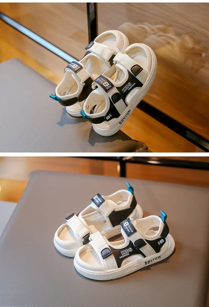 New Hot Sales Black Beige Soft Boys Girls Beach Shoes Casual Non-slip Kids Baby Sports Sandals