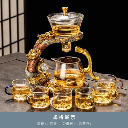 Lazy Glass Automatic Tea Set Business Gift High Borosilicate Dragon Kung Fu Teaware Sets
