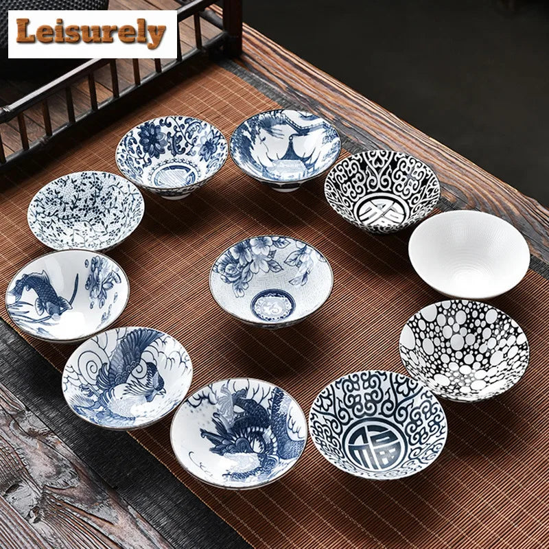 Blue and White Porcelain Cone Teacup Anti Scaling Hand-painted Tasting Tea Bowl Travel Meditation Cup Chinese Tea Set 70ml