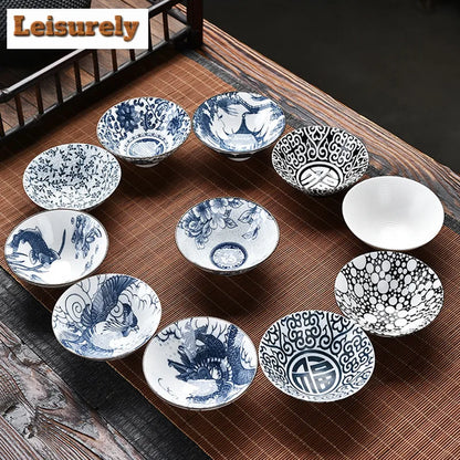 Blue and White Porcelain Cone Teacup Anti Scaling Hand-painted Tasting Tea Bowl Travel Meditation Cup Chinese Tea Set 70ml