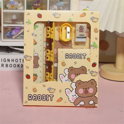 5/6pcs Stationery Sets Boys Girls Kids Learning Gift Box Pencil Notebook Ruler Eraser Set School Students Teacher Reward Gift
