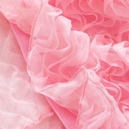 4-7 Years Girls' Birthday Party Dress - Round Collar 3D Ruffled Tulle, Perfect for Evening/Gathering